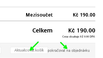 košík pokračovat na objednávku